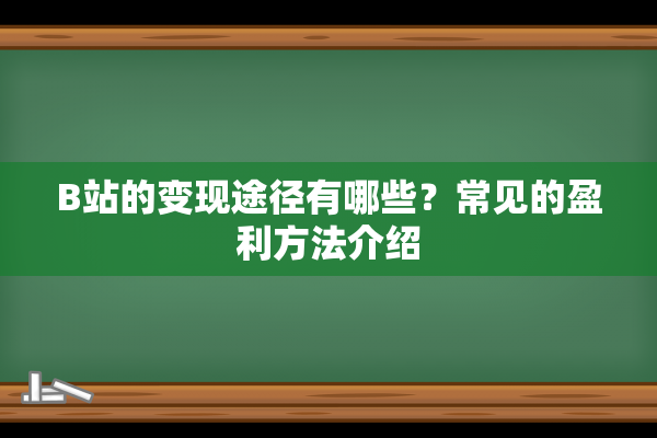 B站的变现途径有哪些？常见的盈利方法介绍