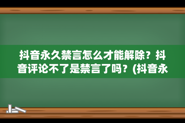 抖音永久禁言怎么才能解除？抖音评论不了是禁言了吗？(抖音永久禁言怎么解除实名制)