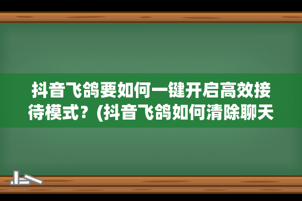 抖音飞鸽要如何一键开启高效接待模式？(抖音飞鸽如何清除聊天记录)