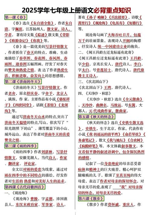 初一语文上册文学常识有哪些重点？-图1