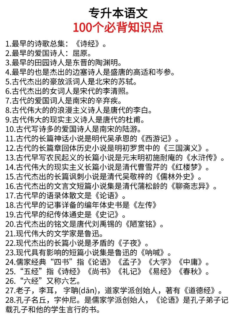 文学常识大全专升本-图1