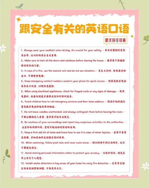 安全常识的英语句子-图1